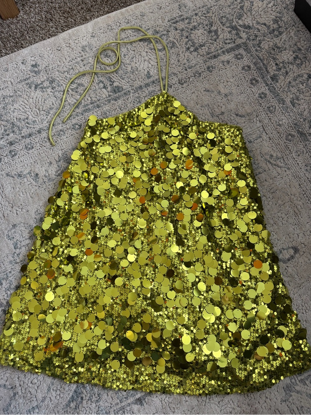 Princess Polly Yellow Sequin Halter Mini Dress